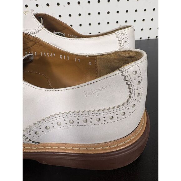 Salvatore Ferragamo White Leather Wingtip Brogues Mens Size 11 main image 7
